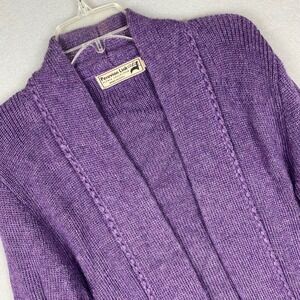 Peruvian Link Alpaca Blend Purple Open Front Cardigan Shawl Collar OS
